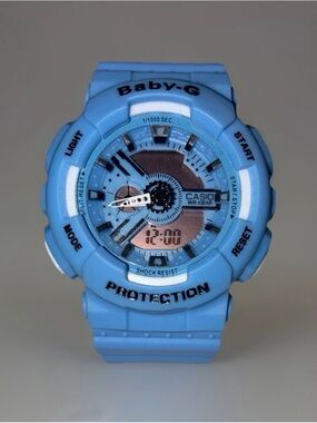 Casio Baby-G Light Blue Resin Watch with Rose-Gold Dial Accents